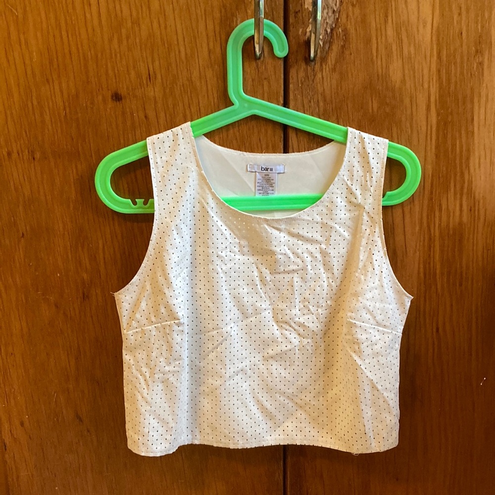 Perforated faux pleather top